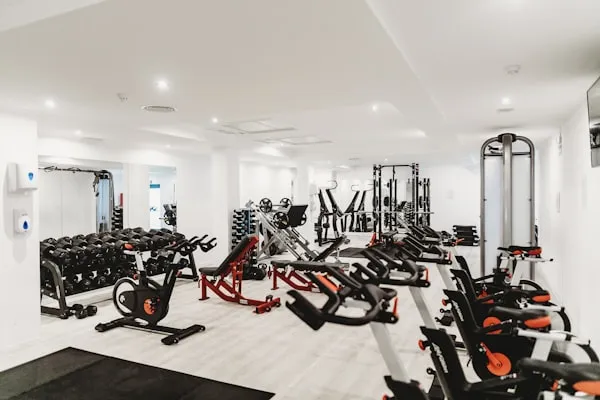 Yoga studio with mats
