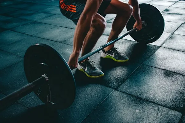 Strength training area with squat racks